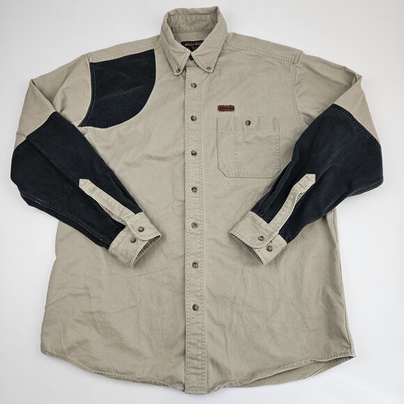 Woolrich Shooting Shirt Men's L-Tall‎ Khaki/Green Button-Up Hunting Long-Sleeve - Picture 1 of 8